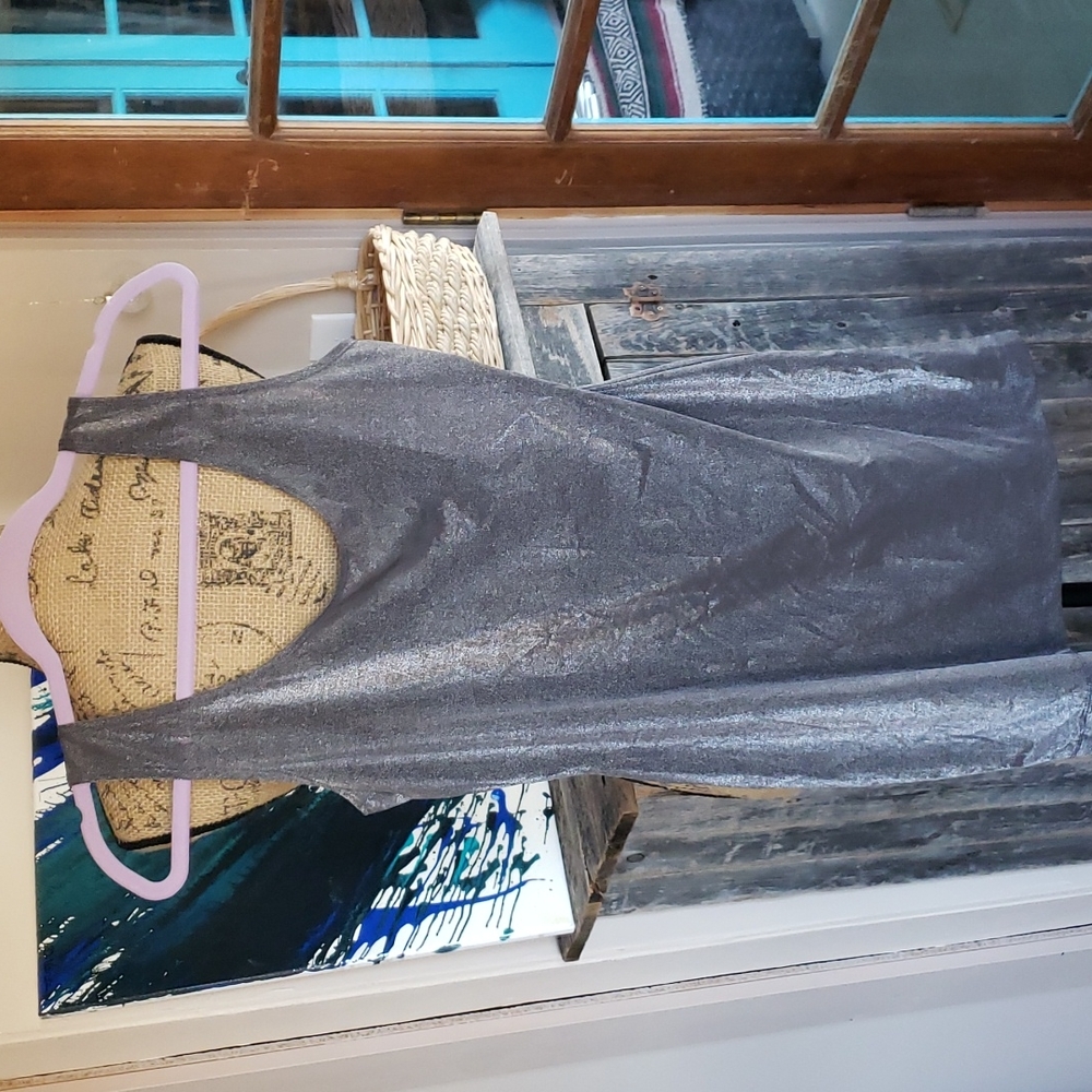 Vintage Victoria's Secret silver grey metallic chemise, size Medium.